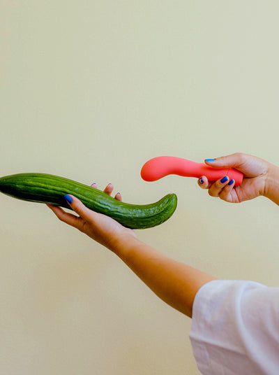 pain during penetrative ex, cucumber and a vaginal vibrator being held