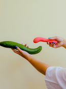 pain during penetrative ex, cucumber and a vaginal vibrator being held